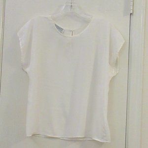 AFFINITY Small Silky Creamy Cap Sleeve Top Blouse
